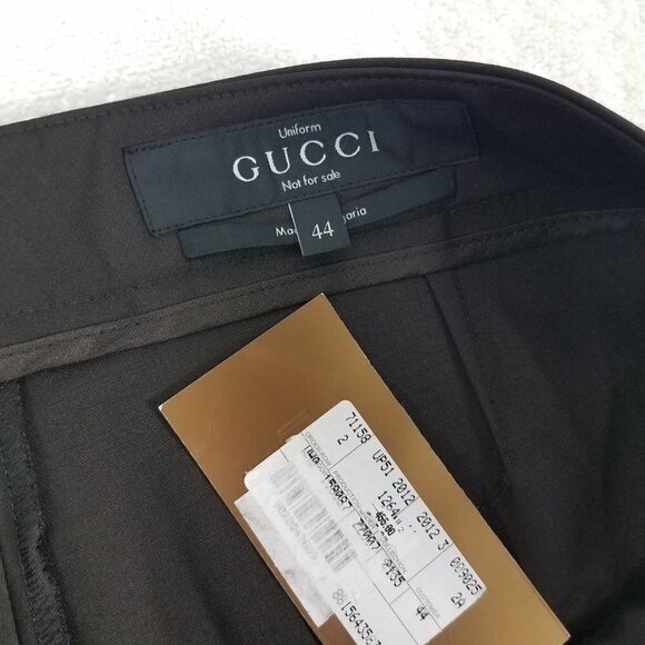 NEW GUCCI Uniform IT Size 44 Black Flared Pants Trousers Black Unfinished Hem - Picture 8 of 13